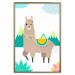 Poster Unusual Llama - colorful funny animal against green mountains and clouds backdrop 123736 additionalThumb 15