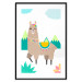 Poster Unusual Llama - colorful funny animal against green mountains and clouds backdrop 123736 additionalThumb 14