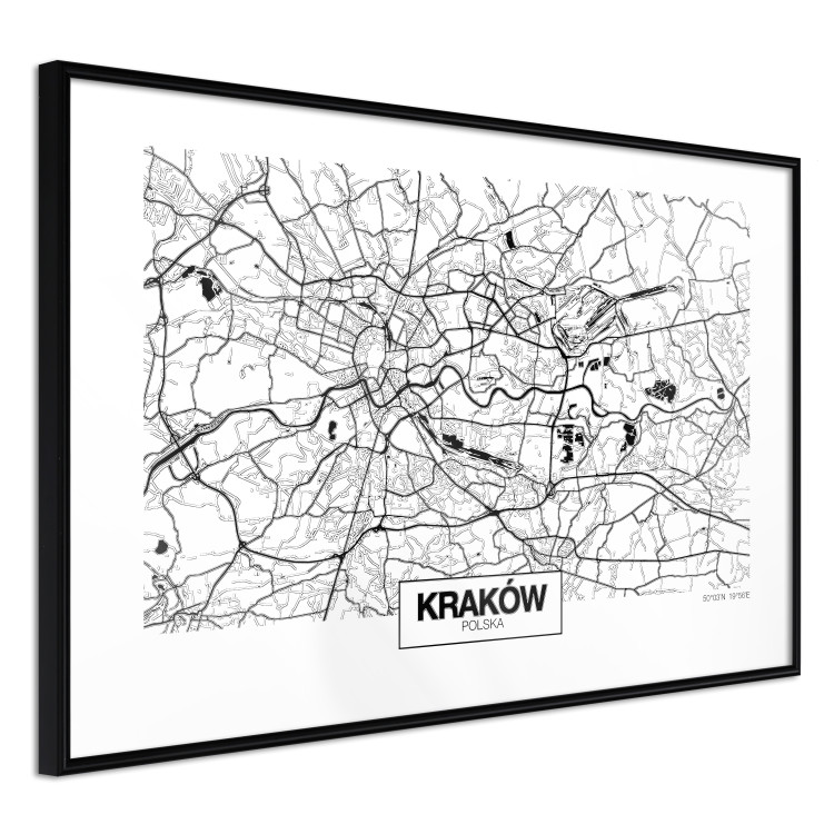 Wall Poster City Map: Kraków - black and white map of Kraków with city name 123836 additionalImage 11
