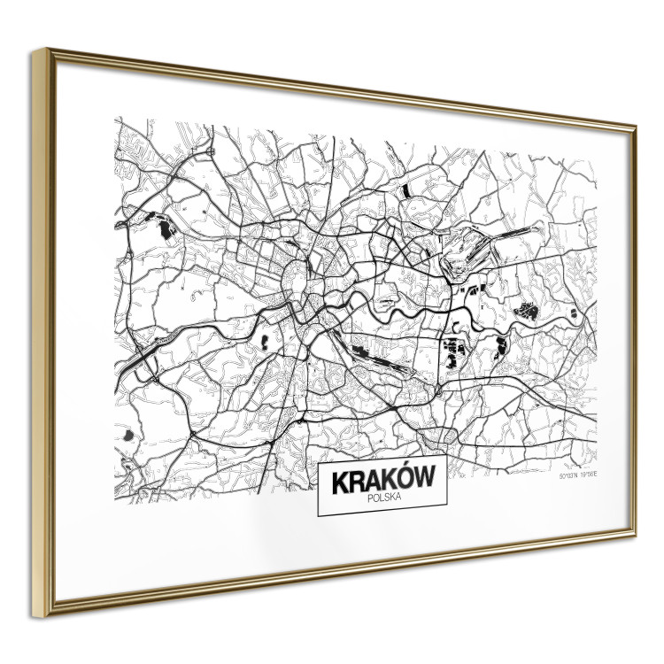 Wall Poster City Map: Kraków - black and white map of Kraków with city name 123836 additionalImage 6