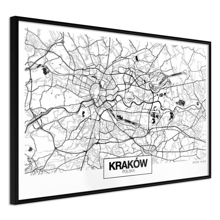 Wall Poster City Map: Kraków - black and white map of Kraków with city name 123836 additionalImage 10