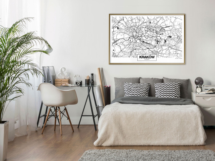 Wall Poster City Map: Kraków - black and white map of Kraków with city name 123836 additionalImage 5