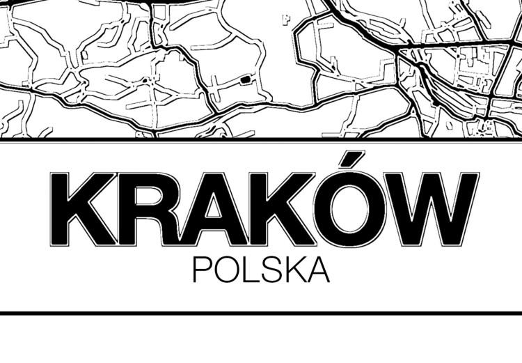 Wall Poster City Map: Kraków - black and white map of Kraków with city name 123836 additionalImage 8