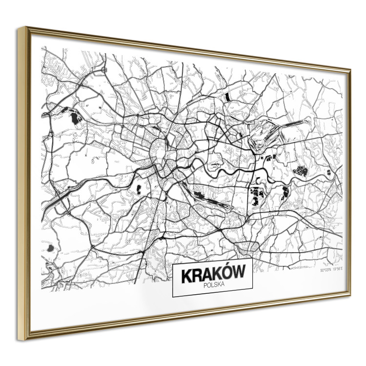 Wall Poster City Map: Kraków - black and white map of Kraków with city name 123836 additionalImage 12