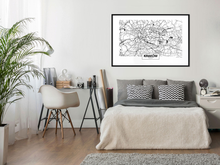 Wall Poster City Map: Kraków - black and white map of Kraków with city name 123836 additionalImage 4