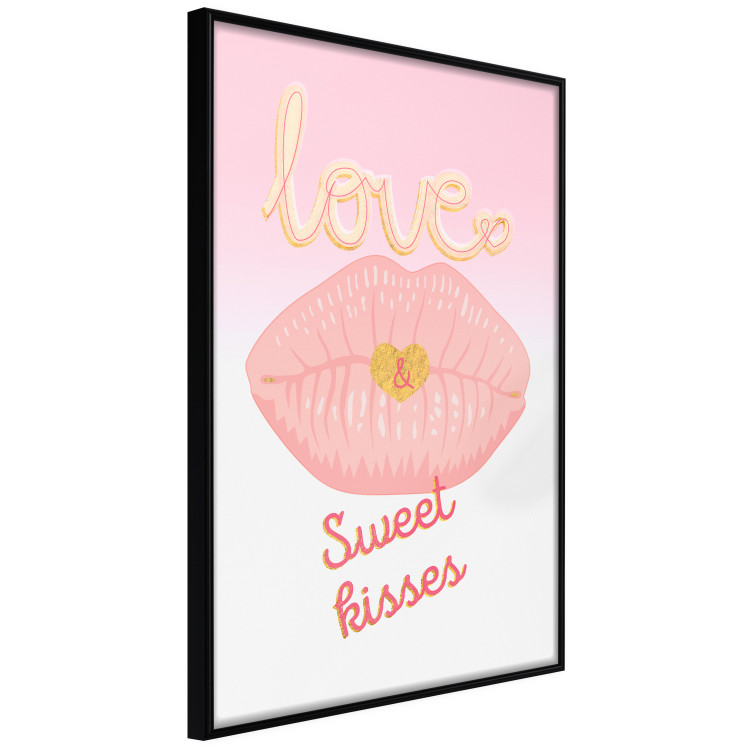 Poster Sweet Kisses - English text and large pink lips on a pastel background 125236 additionalImage 12