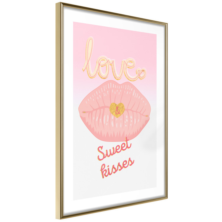 Poster Sweet Kisses - English text and large pink lips on a pastel background 125236 additionalImage 8