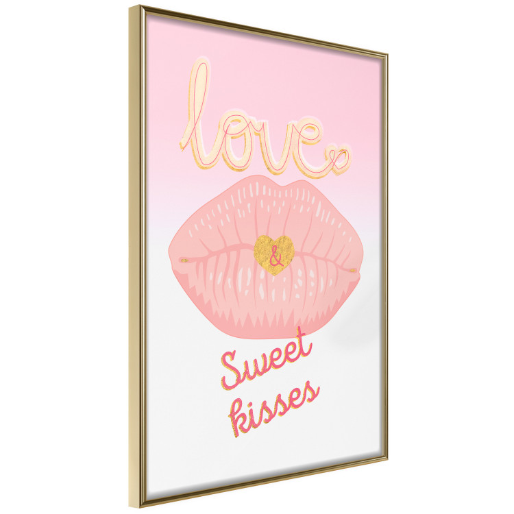 Poster Sweet Kisses - English text and large pink lips on a pastel background 125236 additionalImage 14
