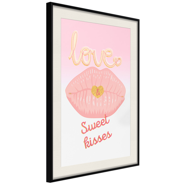 Poster Sweet Kisses - English text and large pink lips on a pastel background 125236 additionalImage 3