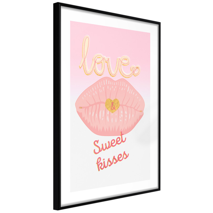 Poster Sweet Kisses - English text and large pink lips on a pastel background 125236 additionalImage 13