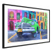 Poster American Classic - green car against a background of colorful architecture 126536 additionalThumb 6