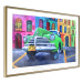 Poster American Classic - green car against a background of colorful architecture 126536 additionalThumb 9