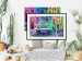 Poster American Classic - green car against a background of colorful architecture 126536 additionalThumb 24