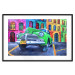 Poster American Classic - green car against a background of colorful architecture 126536 additionalThumb 17