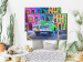 Poster American Classic - green car against a background of colorful architecture 126536 additionalThumb 7
