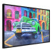 Poster American Classic - green car against a background of colorful architecture 126536 additionalThumb 11
