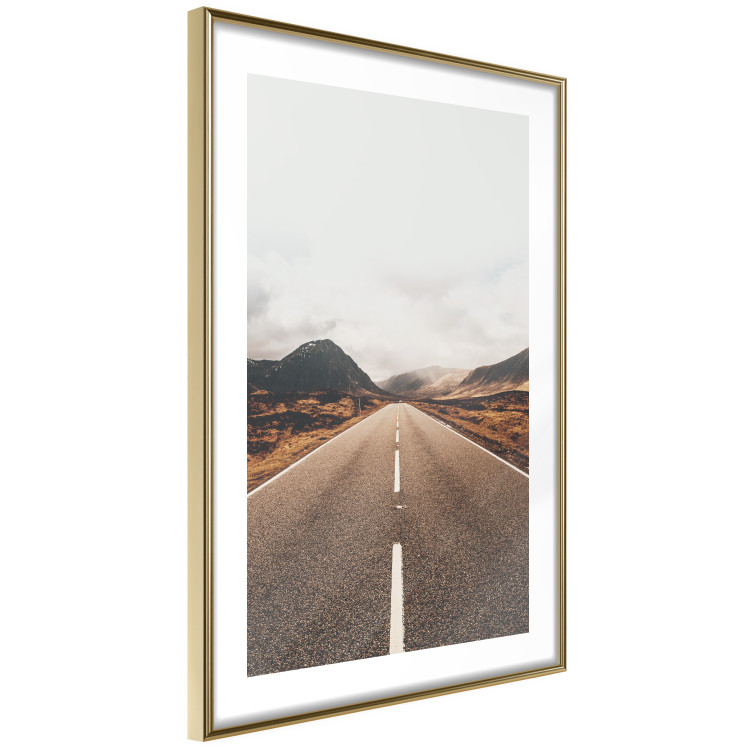Wall Poster Ahead - landscape of a road amidst yellow and black fields and mountains 130236 additionalImage 9