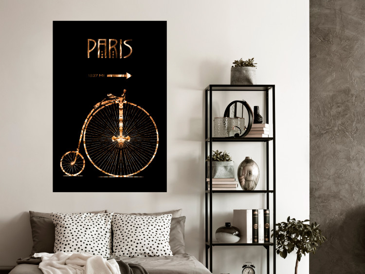 Wall Poster Luxury Ride - golden text and bicycle on a solid black background 130336 additionalImage 4