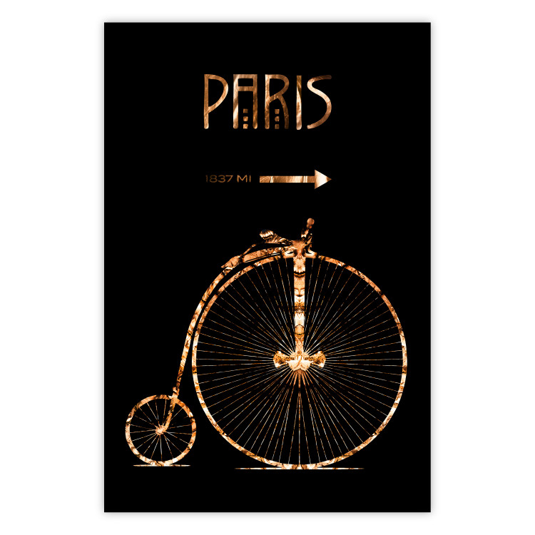 Wall Poster Luxury Ride - golden text and bicycle on a solid black background 130336