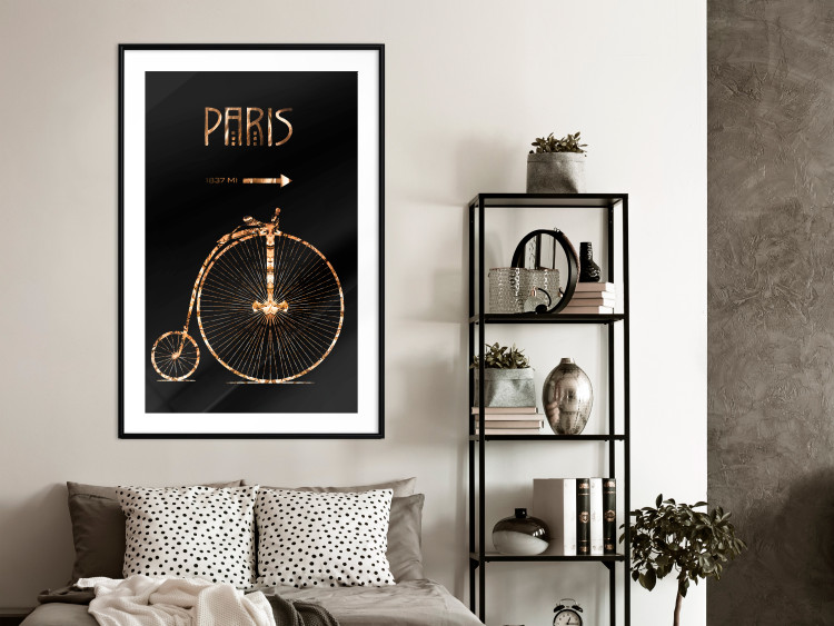 Wall Poster Luxury Ride - golden text and bicycle on a solid black background 130336 additionalImage 14