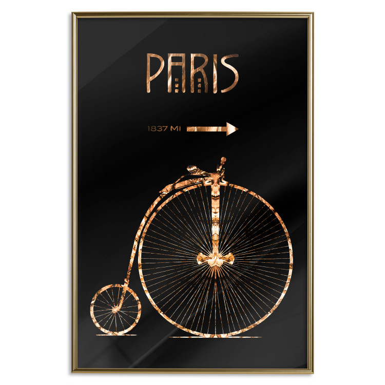 Wall Poster Luxury Ride - golden text and bicycle on a solid black background 130336 additionalImage 25