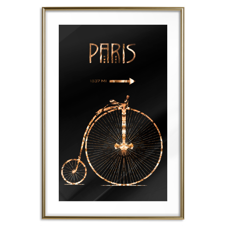 Wall Poster Luxury Ride - golden text and bicycle on a solid black background 130336 additionalImage 19