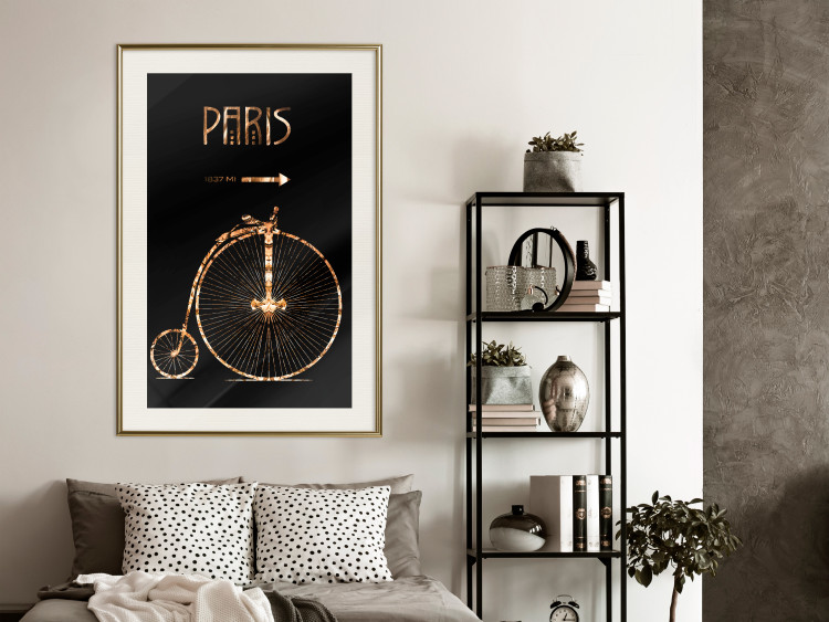 Wall Poster Luxury Ride - golden text and bicycle on a solid black background 130336 additionalImage 16