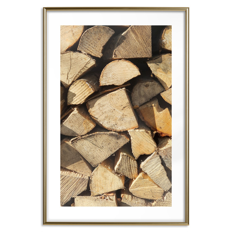 Poster Beauty of Wood - arranged composition of chopped wood into various shapes 131836 additionalImage 16
