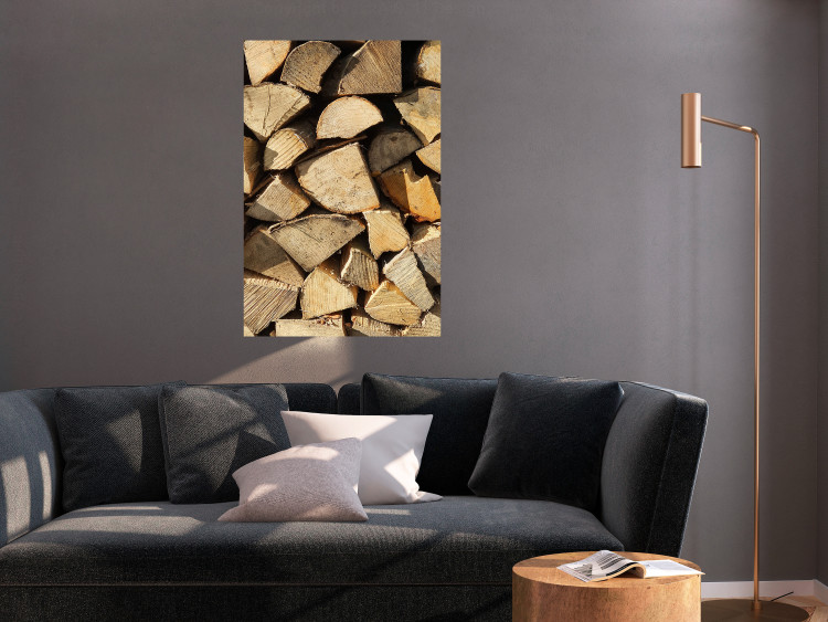 Poster Beauty of Wood - arranged composition of chopped wood into various shapes 131836 additionalImage 2