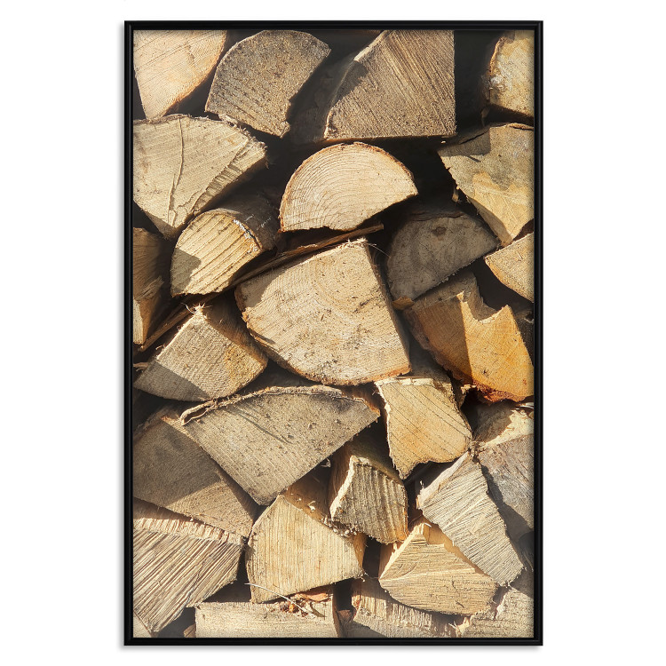 Poster Beauty of Wood - arranged composition of chopped wood into various shapes 131836 additionalImage 18