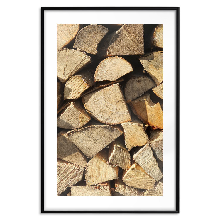 Poster Beauty of Wood - arranged composition of chopped wood into various shapes 131836 additionalImage 15