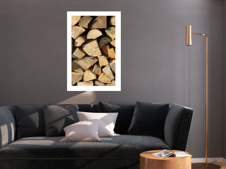 Poster Beauty of Wood - arranged composition of chopped wood into various shapes 131836 additionalImage 5