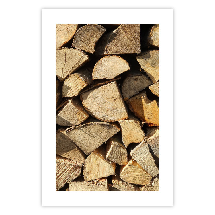 Poster Beauty of Wood - arranged composition of chopped wood into various shapes 131836 additionalImage 19
