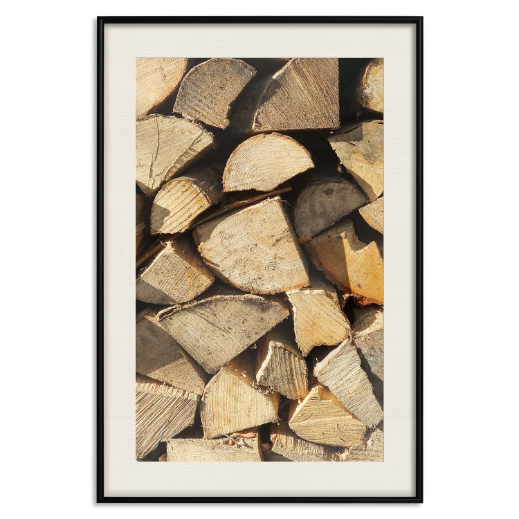 Poster Beauty of Wood - arranged composition of chopped wood into various shapes 131836 additionalImage 19