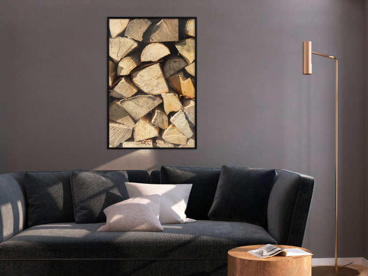 Poster Beauty of Wood - arranged composition of chopped wood into various shapes 131836 additionalImage 4
