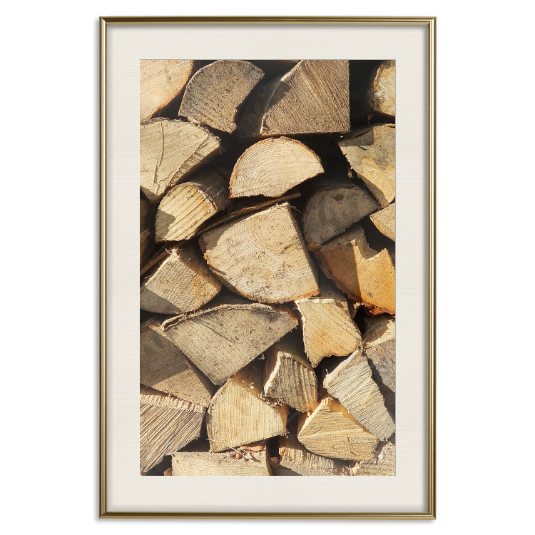 Poster Beauty of Wood - arranged composition of chopped wood into various shapes 131836 additionalImage 20