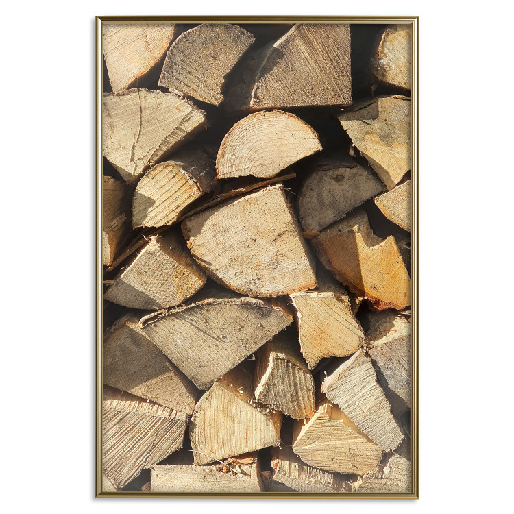 Poster Beauty of Wood - arranged composition of chopped wood into various shapes 131836 additionalImage 21