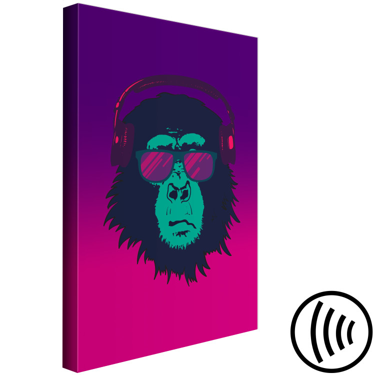 Canvas Monkey with glasses and headphones - a funny abstraction in pink tones 132236 additionalImage 6