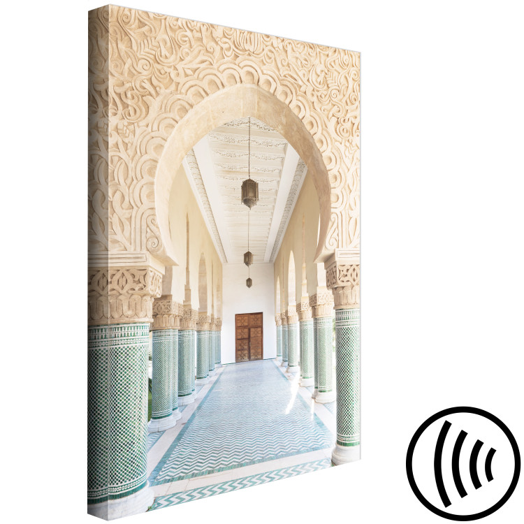 Canvas Art Print Turquoise Colonnade (1-piece) Vertical - architecture in Morocco 134736 additionalImage 6