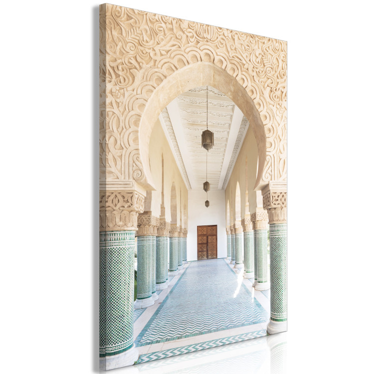 Canvas Art Print Turquoise Colonnade (1-piece) Vertical - architecture in Morocco 134736 additionalImage 2