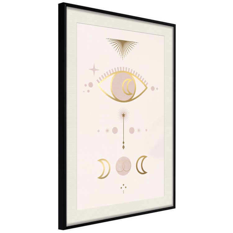 Poster Magical Evening - golden abstraction with moons and an eye on a light background 136536 additionalImage 8