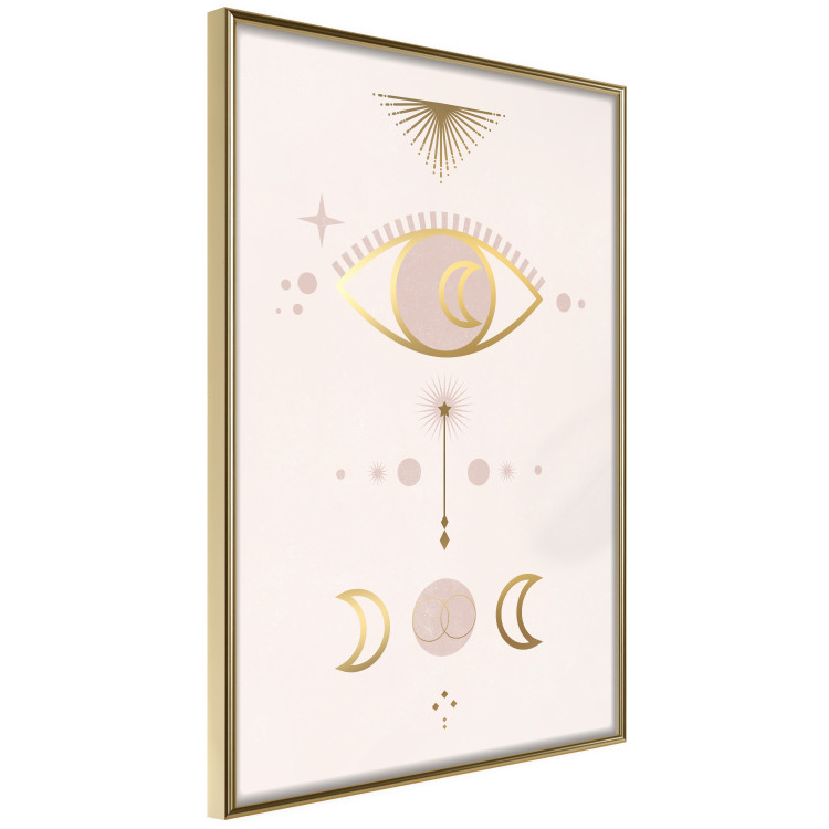 Poster Magical Evening - golden abstraction with moons and an eye on a light background 136536 additionalImage 8