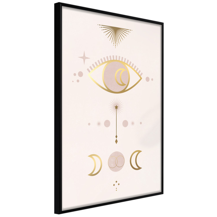 Poster Magical Evening - golden abstraction with moons and an eye on a light background 136536 additionalImage 4