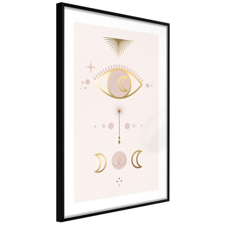 Poster Magical Evening - golden abstraction with moons and an eye on a light background 136536 additionalImage 5