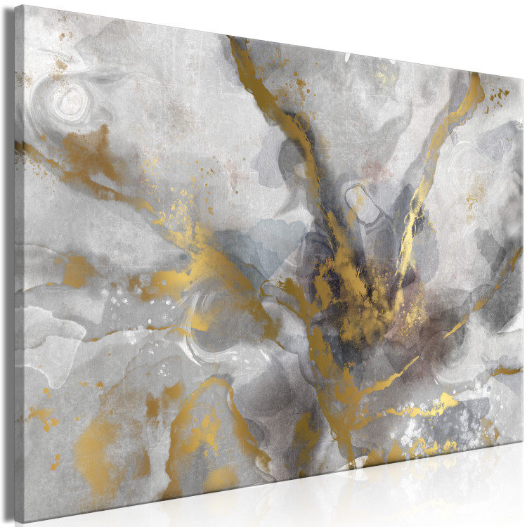 Canvas Marble Structure (1-piece) Wide - abstraction in golden spots 138136 additionalImage 2