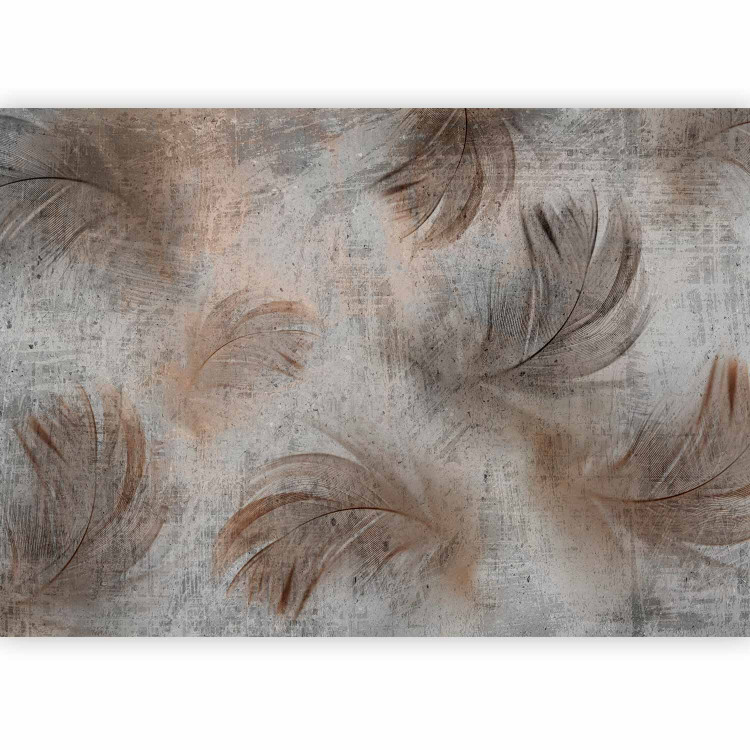 Wall Mural Breeze - bird feather motif on greyish concrete texture 138236 additionalImage 5