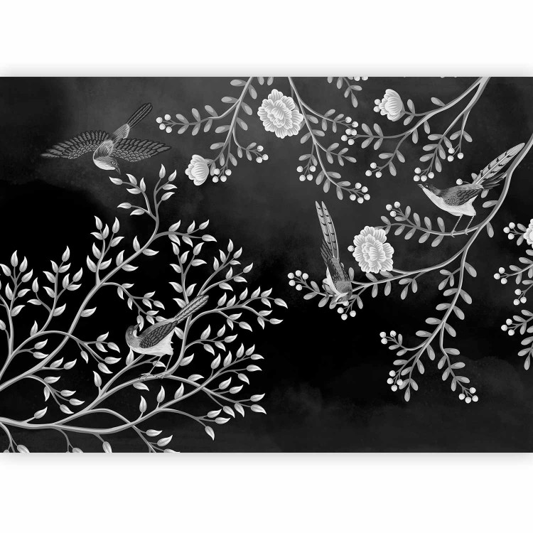 Wall Mural Birds Among Branches - Black and White Composition Inspired by Nature 138836 additionalImage 5