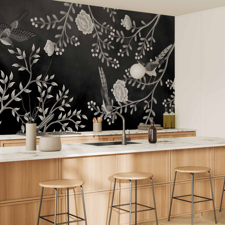 Wall Mural Birds Among Branches - Black and White Composition Inspired by Nature 138836 additionalImage 7