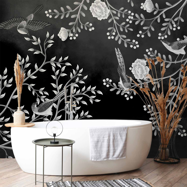 Wall Mural Birds Among Branches - Black and White Composition Inspired by Nature 138836 additionalImage 8
