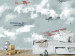 Wall Mural Dream of a little pilot - planes in the sky with clouds and birds for children 143036